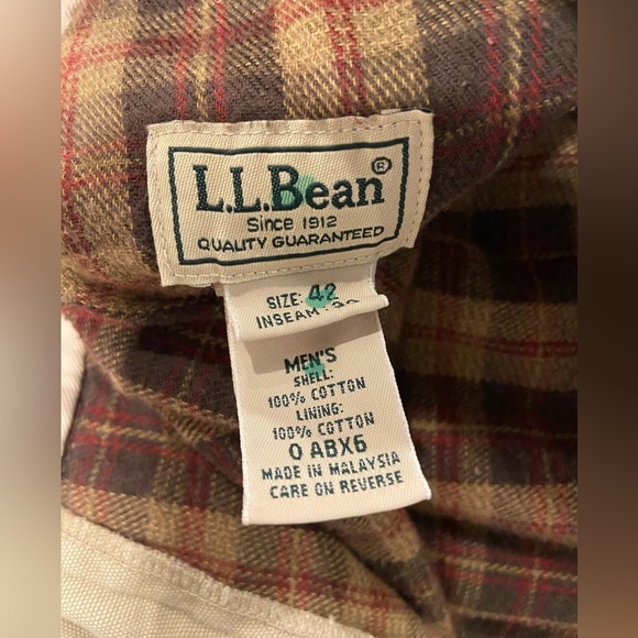 L.L. Bean Mens Size 32X30 Cotton Khaki Flannel Lined Chino Pants Zip Pocket - Picture 13 of 14